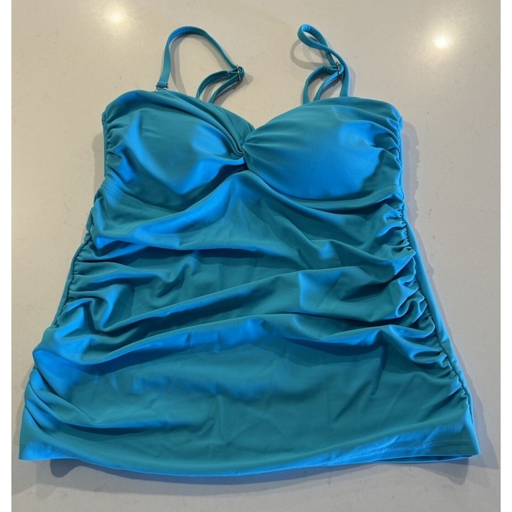 Love Your Assets Size‎ Small Ruched Tankini Swim Tank Top Bright Vacation Cruise